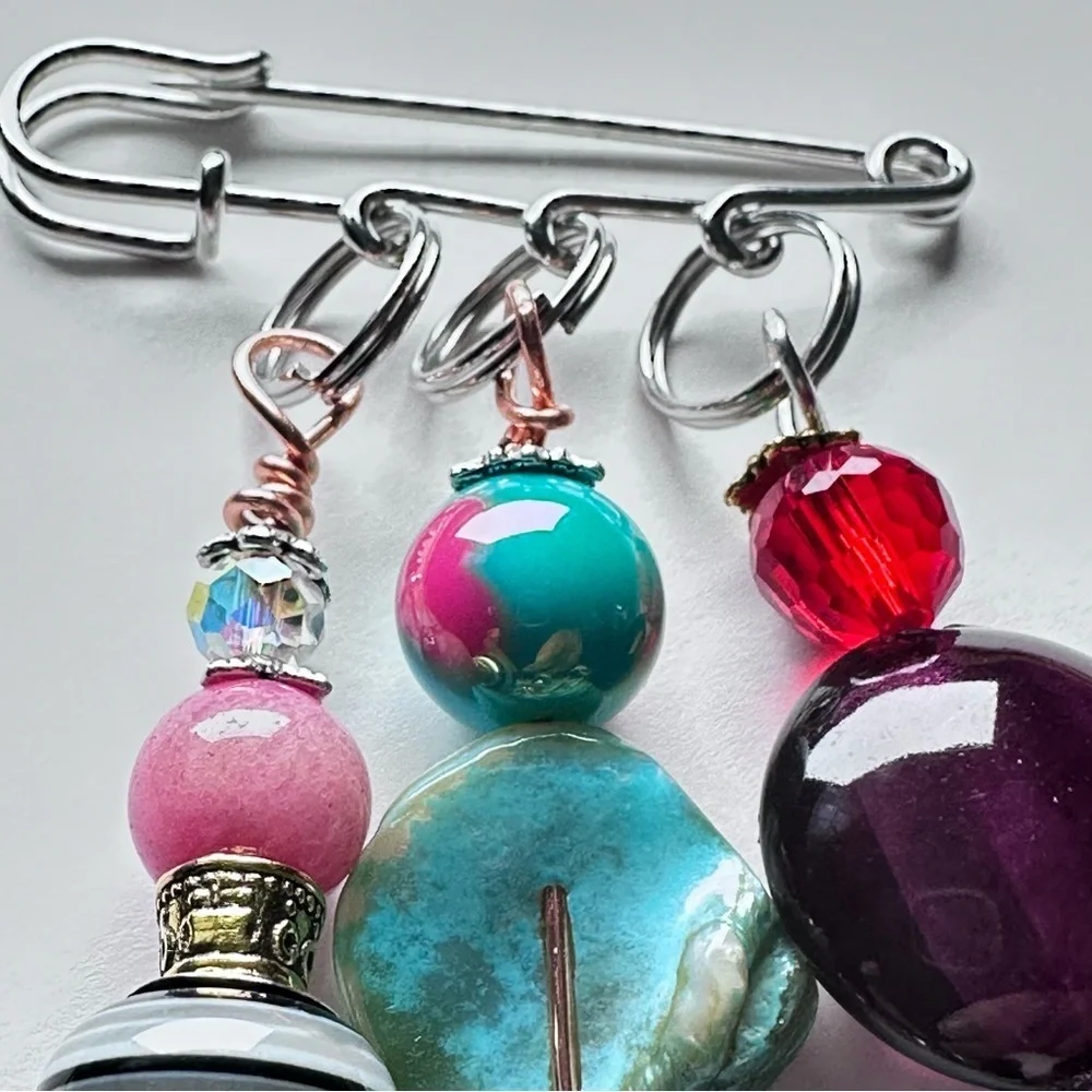 Brooch Pin Hand Crafted | Glass Beaded Artisan Multicolor Wire-Wrapped OOAK